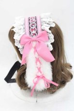 画像3: Royal Princess Alice / Strawberry Sweets 飴ノ森ふみかコラボロップイヤーヘッドドレス  黒Ｘピンク I-25-09-27-015-LO-AC-SA-ZI (3)
