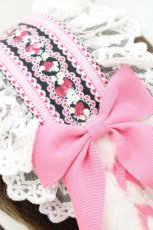 画像4: Royal Princess Alice / Strawberry Sweets 飴ノ森ふみかコラボロップイヤーヘッドドレス  黒Ｘピンク I-25-09-27-015-LO-AC-SA-ZI (4)