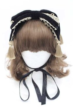 画像2: axes femme kawaii / タッセル付リボンヘッドドレス  黒 I-25-09-27-016-AX-AC-SA-ZI