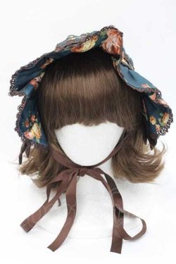 画像2: axes femme kawaii / アンティークローズ柄ハーフボンネット  グリーン I-25-09-27-019-AX-AC-SA-ZI