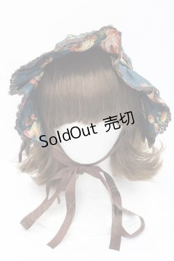 画像2: axes femme kawaii / アンティークローズ柄ハーフボンネット  グリーン I-25-09-27-019-AX-AC-SA-ZI