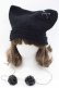 画像1: NieR Clothing / ポンポン×安ピン付き猫耳ニットキャップ  ブラック I-25-09-27-025-PU-AC-SA-ZI (1)