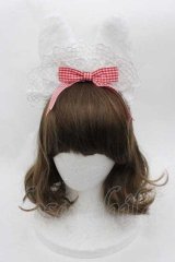 Angelic Pretty / Ribbon Bunny Cafeカチューシャ  白Ｘ赤 I-25-09-27-004-AP-AC-SA-ZI