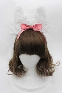Angelic Pretty / Ribbon Bunny Cafeカチューシャ  白Ｘ赤 I-25-09-27-004-AP-AC-SA-ZI