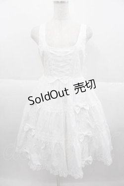 画像1: metamorphose / 木漏れ日のトロイメライ ティアードジャンパースカート 1 白 I-25-09-30-047-ME-OP-SA-ZI