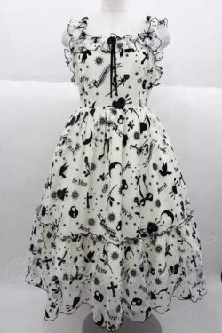 画像1: Angelic Pretty / Girl’s Heartジャンパースカート  アイボリーＸ黒 I-25-09-30-057-AP-OP-SA-ZI