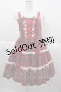 Angelic Pretty / タータンチェック肩リボンジャンパースカート  赤チェック I-25-09-30-061-AP-OP-SA-ZI