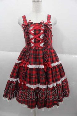画像1: Angelic Pretty / タータンチェック肩リボンジャンパースカート  赤チェック I-25-09-30-061-AP-OP-SA-ZI