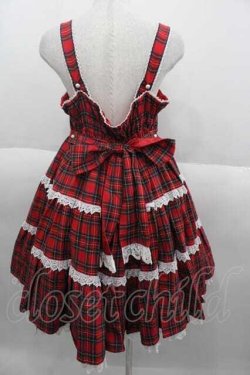 画像2: Angelic Pretty / タータンチェック肩リボンジャンパースカート  赤チェック I-25-09-30-061-AP-OP-SA-ZI