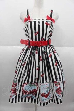画像1: Angelic Pretty / Cherry Stampジャンパースカート  黒 I-25-09-30-063-AP-OP-SA-ZI