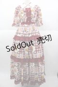 axes femme kawaii / ベアズベーカリー柄ロングワンピース M ボルドー I-25-09-30-065-AX-OP-SA-ZI
