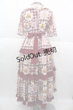 画像2: axes femme kawaii / ベアズベーカリー柄ロングワンピース M ボルドー I-25-09-30-065-AX-OP-SA-ZI