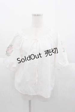 画像1: F&A / ストライプバラ刺繍ブラウス  ホワイト I-25-09-30-008-LO-BL-SA-ZI