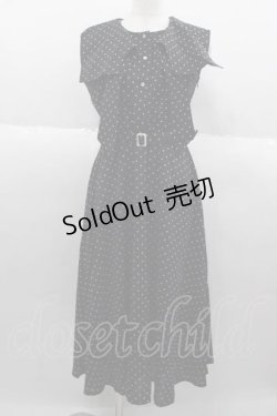 画像1: an another angelus / スクエアカラーボウタイドットワンピース  ブラック I-25-09-30-074-CA-OP-SA-ZI