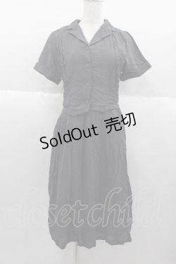 画像1: F i.n.t / バックリボンドッキングシャツワンピース  ブラック I-25-09-30-075-CA-OP-SA-ZI