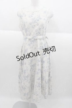 画像1: an another angelus / ベルト付き花柄ジャンパースカート  ベージュ×サックス I-25-09-30-077-CA-OP-SA-ZI