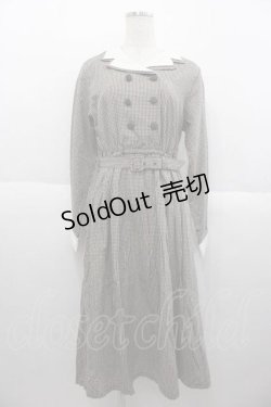 画像1: F i.n.t / ダブル開衿チェックワンピース  ブラック I-25-09-30-081-CA-OP-SA-ZI