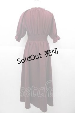 画像2: F&A / フロントレースアップパフスリーブワンピース  ボルドー I-25-09-30-085-LO-OP-SA-ZI