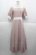 Maison de FLEUR Petite Robe canon / セーラーカラーギンガムワンピース M サーモン I-25-09-30-090-LO-OP-SA-ZI