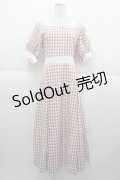 Maison de FLEUR Petite Robe canon / セーラーカラーギンガムワンピース M サーモン I-25-09-30-090-LO-OP-SA-ZI