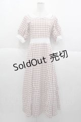 Maison de FLEUR Petite Robe canon / セーラーカラーギンガムワンピース M サーモン I-25-09-30-090-LO-OP-SA-ZI