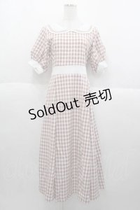 Maison de FLEUR Petite Robe canon / セーラーカラーギンガムワンピース M サーモン I-25-09-30-090-LO-OP-SA-ZI