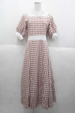 画像1: Maison de FLEUR Petite Robe canon / セーラーカラーギンガムワンピース M サーモン I-25-09-30-090-LO-OP-SA-ZI