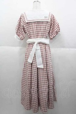 画像2: Maison de FLEUR Petite Robe canon / セーラーカラーギンガムワンピース M サーモン I-25-09-30-090-LO-OP-SA-ZI