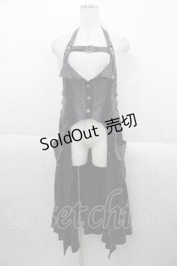 画像1: Ozz oneste / 薔薇刺繍ロングベスト  黒Ｘグレー I-25-09-30-098-OO-TO-SA-ZI