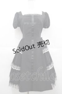 Moi-meme-Moitie / サイドギャザー十字架ワンピース 2 ブラック×ホワイト I-25-09-30-103-MO-OP-SA-ZI