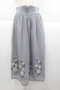 an another angelus / ローズ刺繍シフォンスカート  ブルーグレイ I-25-09-30-106-CA-SK-SA-ZI