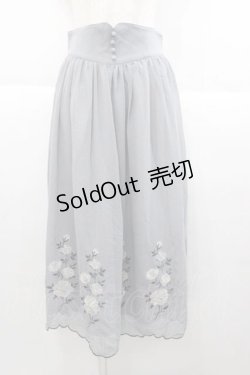 画像1: an another angelus / ローズ刺繍シフォンスカート  ブルーグレイ I-25-09-30-106-CA-SK-SA-ZI
