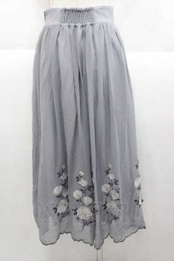 画像2: an another angelus / ローズ刺繍シフォンスカート  ブルーグレイ I-25-09-30-106-CA-SK-SA-ZI