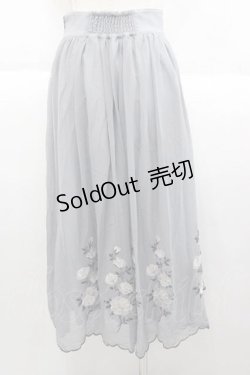画像2: an another angelus / ローズ刺繍シフォンスカート  ブルーグレイ I-25-09-30-106-CA-SK-SA-ZI
