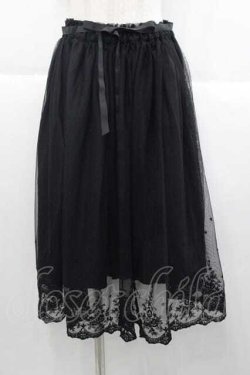 画像1: F&A / 裾刺繍チュールスカート  ブラック I-25-09-30-113-LO-SK-SA-ZI