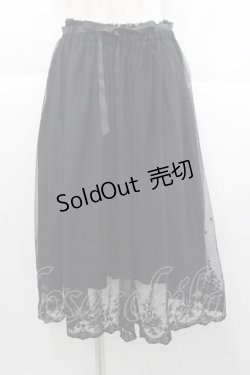 画像1: F&A / 裾刺繍チュールスカート  ブラック I-25-09-30-113-LO-SK-SA-ZI