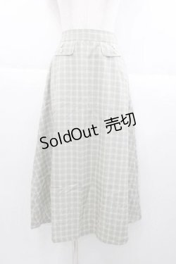 画像1: Fi.n.t / バックリボンチェック柄ロングスカート  グリーン×ホワイト I-25-09-30-114-CA-SK-SA-ZI