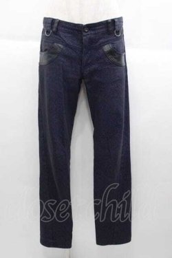 画像1: ALGONQUINS / レオパード柄パンツ  黒Ｘ青 I-25-09-30-121-AL-PA-SA-ZI