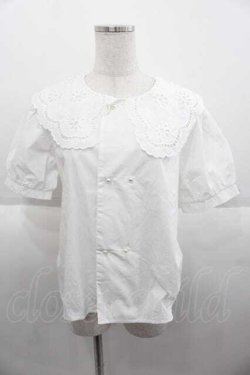 画像1: DearMyLoveRose / スカラップ刺繍襟ブラウス 3L 白 I-25-09-30-003-EL-BL-SA-ZI
