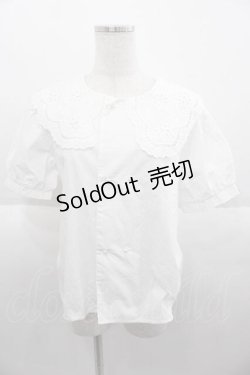 画像1: DearMyLoveRose / スカラップ刺繍襟ブラウス 3L 白 I-25-09-30-003-EL-BL-SA-ZI