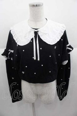 画像1: Rojita / 2WAYカラーハート刺繍スウエット  ブラック I-25-09-30-023-LO-TO-SA-ZI