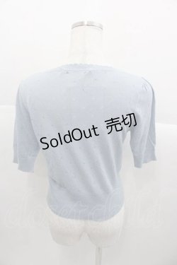 画像2: an another angelus / フラワーレース半袖ニットカーディガン  サックス I-25-09-30-030-CA-TO-SA-ZI