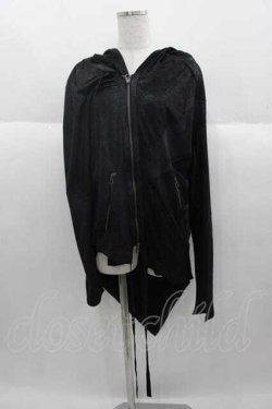 画像1: CIVARIZE / テレコ切り替えフェイクスウェード変形パーカー  黒 I-25-09-30-031-GO-TO-SA-ZI