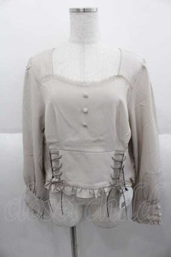画像1: DearMyLoveRose / コルセット風レースアップレディブラウス 3L ベージュ I-25-09-30-004-EL-BL-SA-ZI