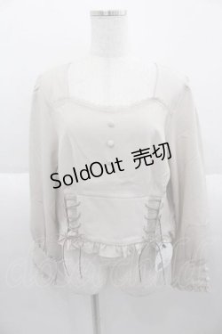 画像1: DearMyLoveRose / コルセット風レースアップレディブラウス 3L ベージュ I-25-09-30-004-EL-BL-SA-ZI