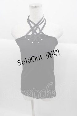 画像1: SEX POT ReVeNGe / スタッズクロスベアトップス  黒 I-25-09-30-033-SP-TO-SA-ZI