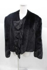 INGEBORG / 5つリボンフェイクファージャケット  黒 I-25-09-30-041-LO-JA-SA-ZS