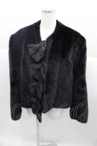 INGEBORG / 5つリボンフェイクファージャケット  黒 I-25-09-30-041-LO-JA-SA-ZS