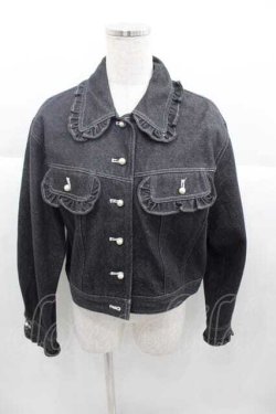 画像1: MILK / パールボタンフリル衿デニムジャケット  黒デニム I-25-09-30-042-ML-JA-SA-ZI