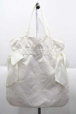 画像1: Maison de FLEUR / ダブルリボンギャザートートバッグ  白 I-25-10-04-033-LO-BG-SA-ZI